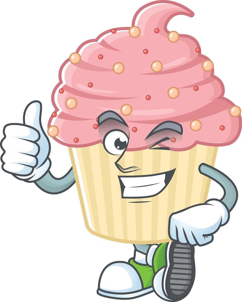 Strawberry cupcake Cartoon character vector