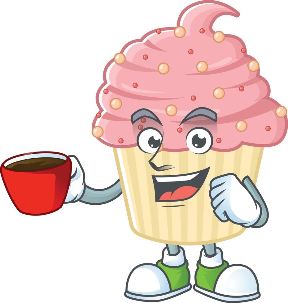 Strawberry cupcake Cartoon character vector