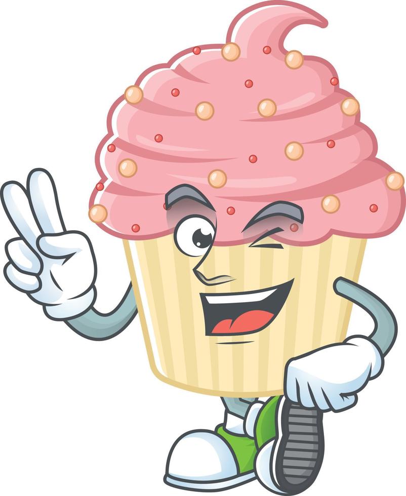 Strawberry cupcake Cartoon character vector
