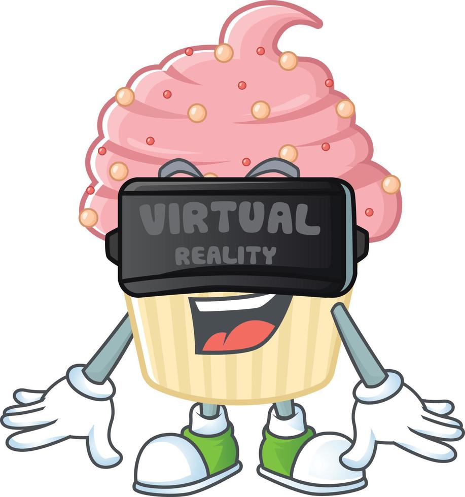 Strawberry cupcake Cartoon character vector