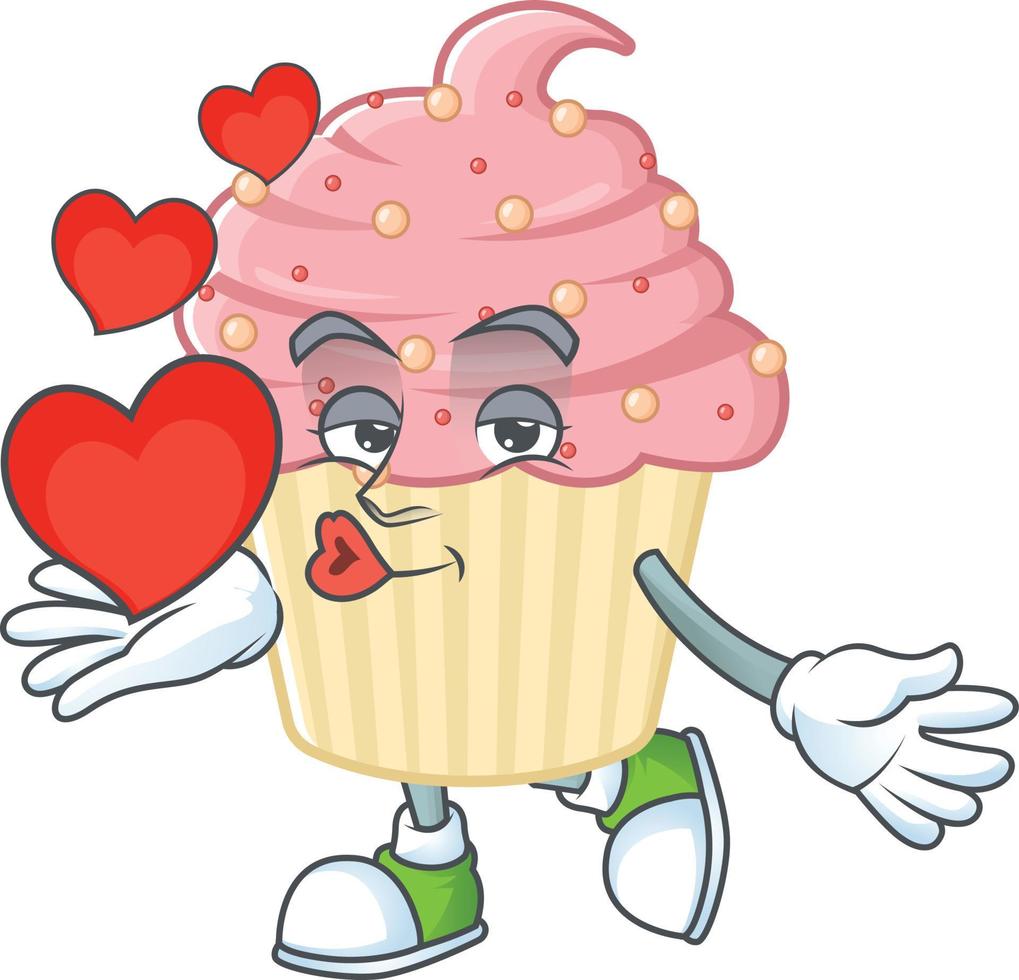 Strawberry cupcake Cartoon character vector