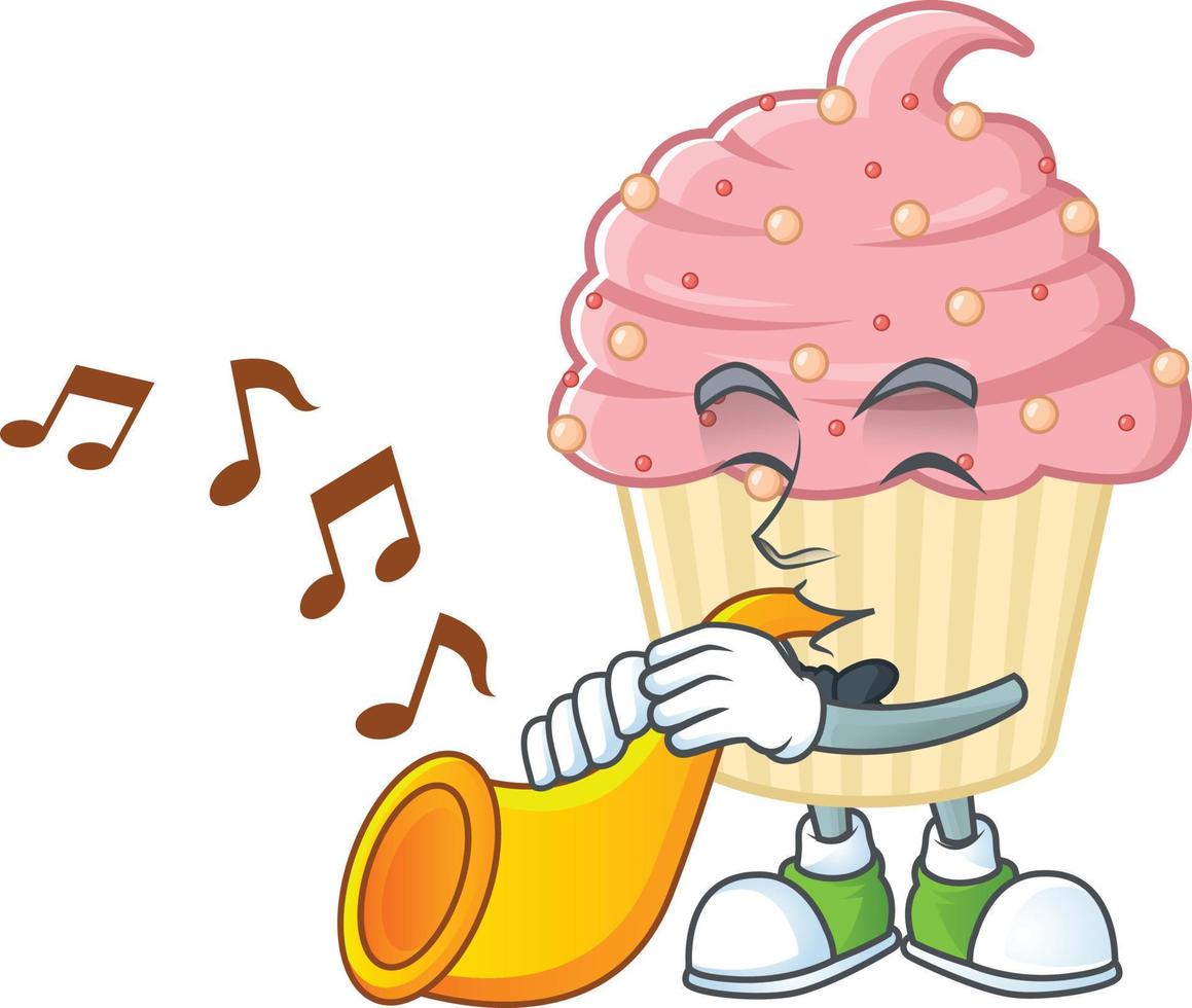 Strawberry cupcake Cartoon character vector