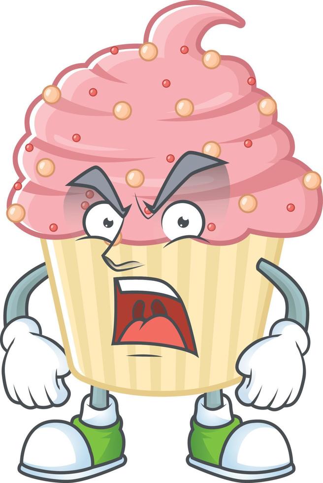 Strawberry cupcake Cartoon character vector