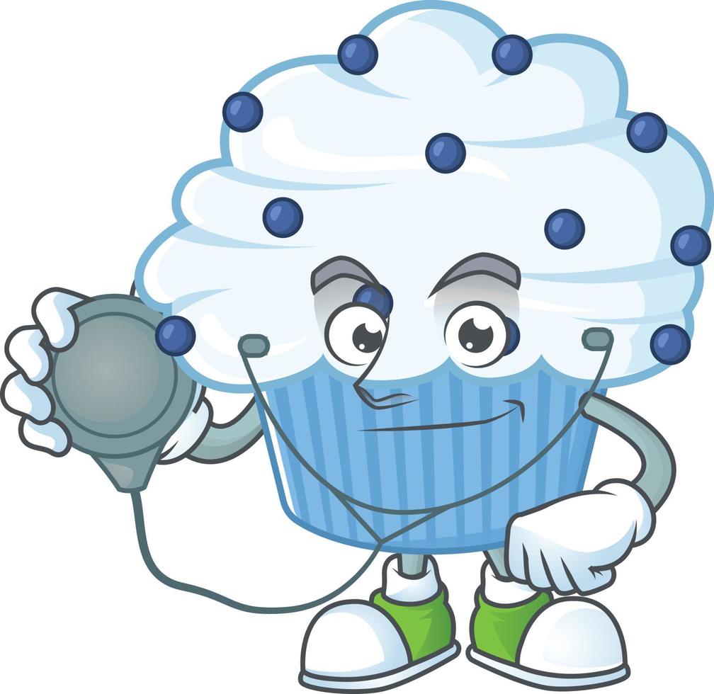 Vanilla blue cupcake Cartoon character vector