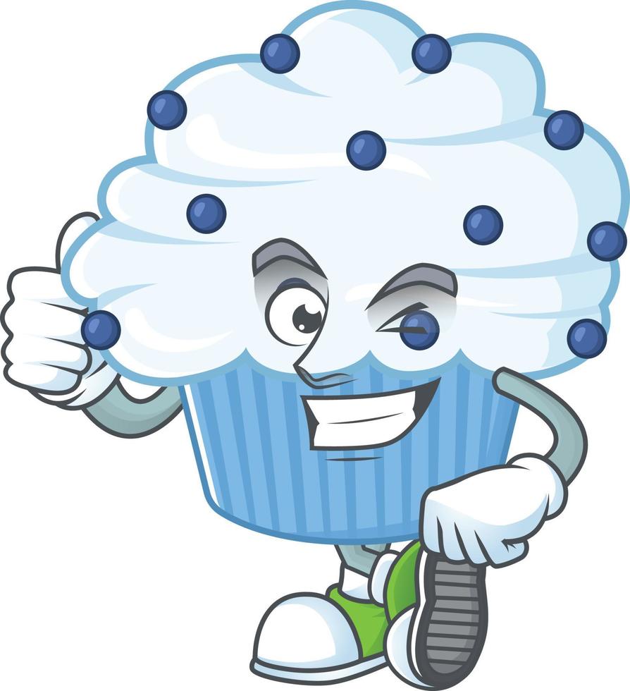 Vanilla blue cupcake Cartoon character vector