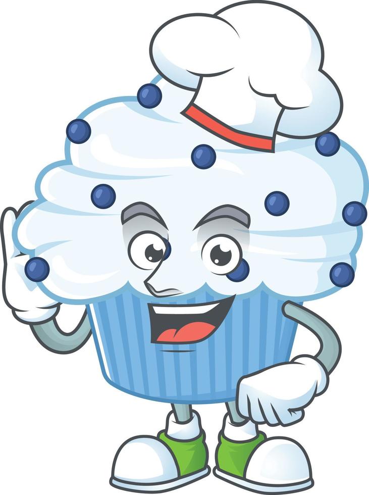 Vanilla blue cupcake Cartoon character vector