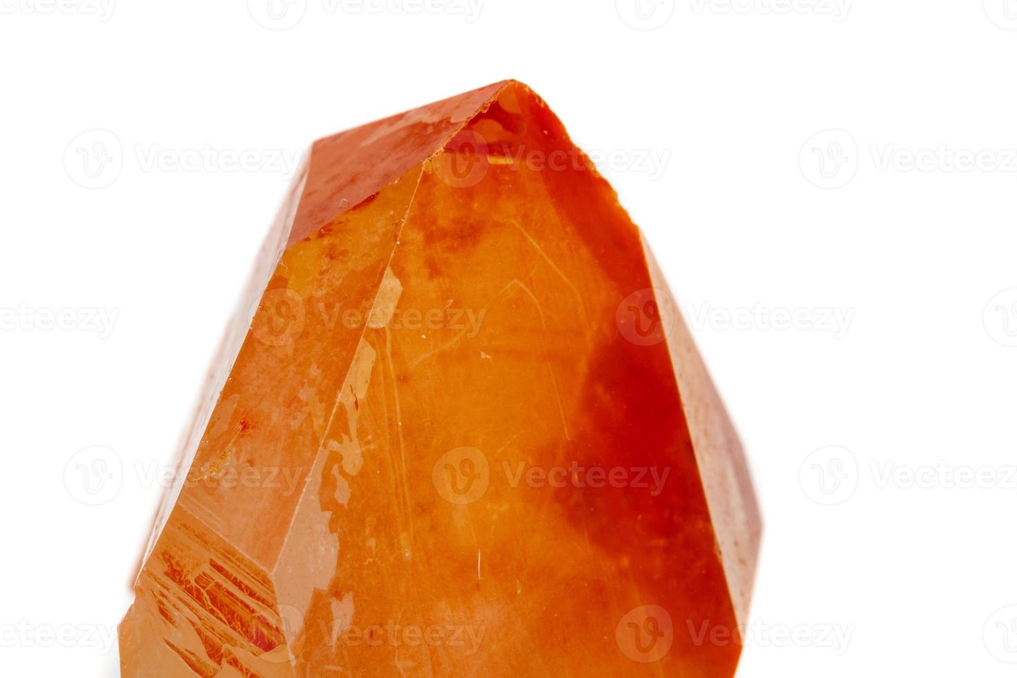 Macro mineral stone Lemurian Crystal a white background photo