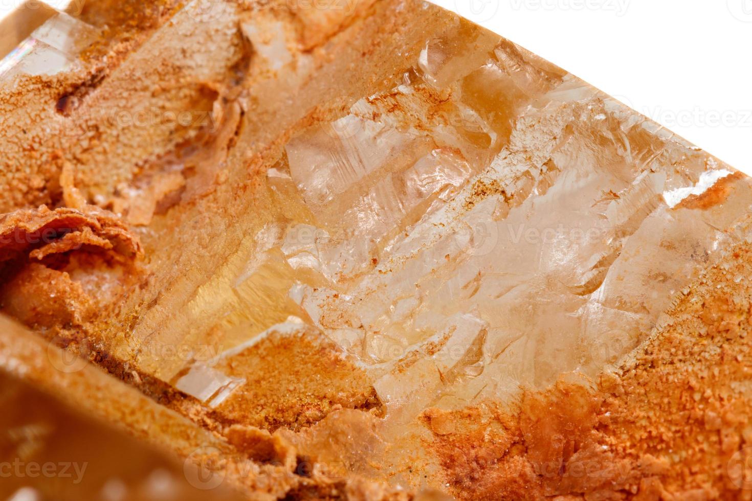 Macro mineral stone Calcite on a white background photo
