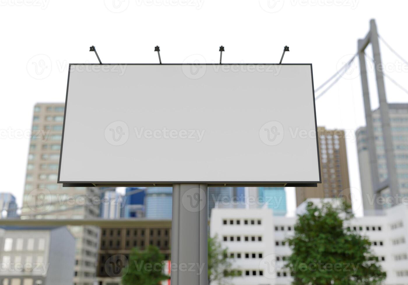 3D mockup blank billboard in downtown rendering photo