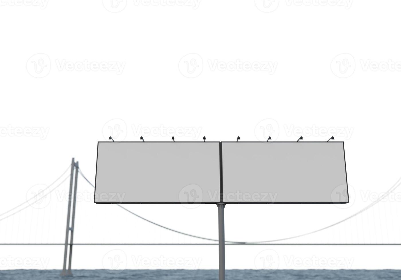 3D mockup blank billboard in downtown rendering photo