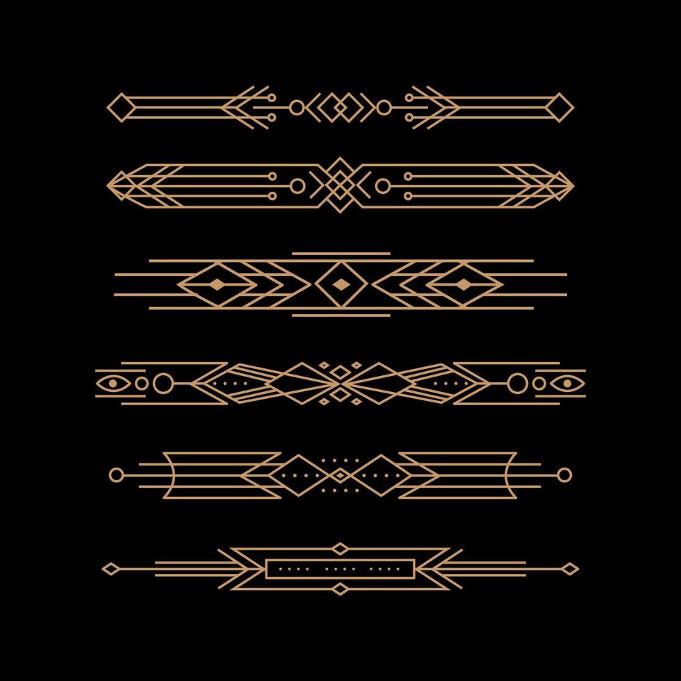 Set of Vintage Art Deco Icon Line vector