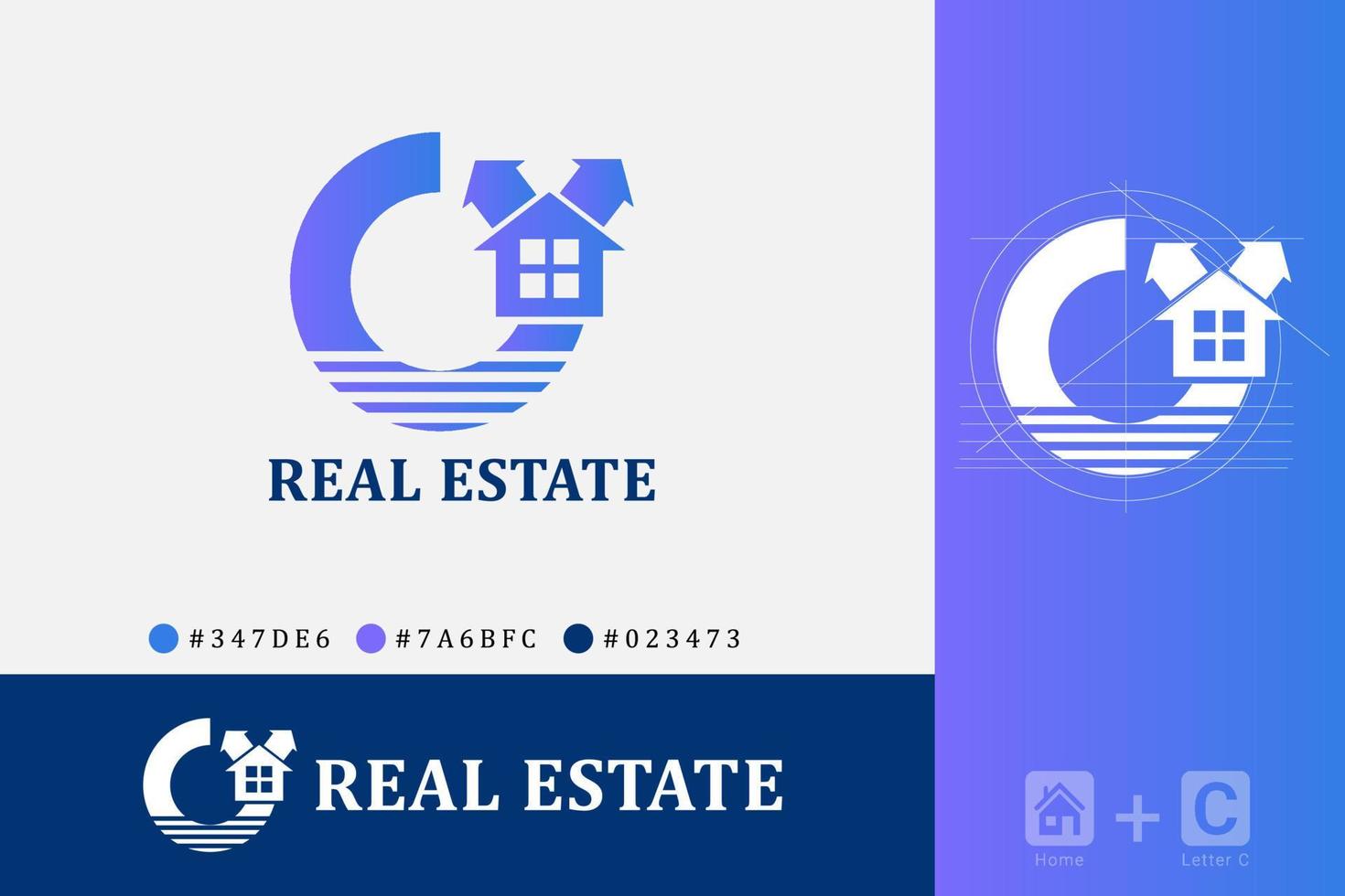 C letra - real inmuebles y arquitectura marca identidad logo plantillas vector