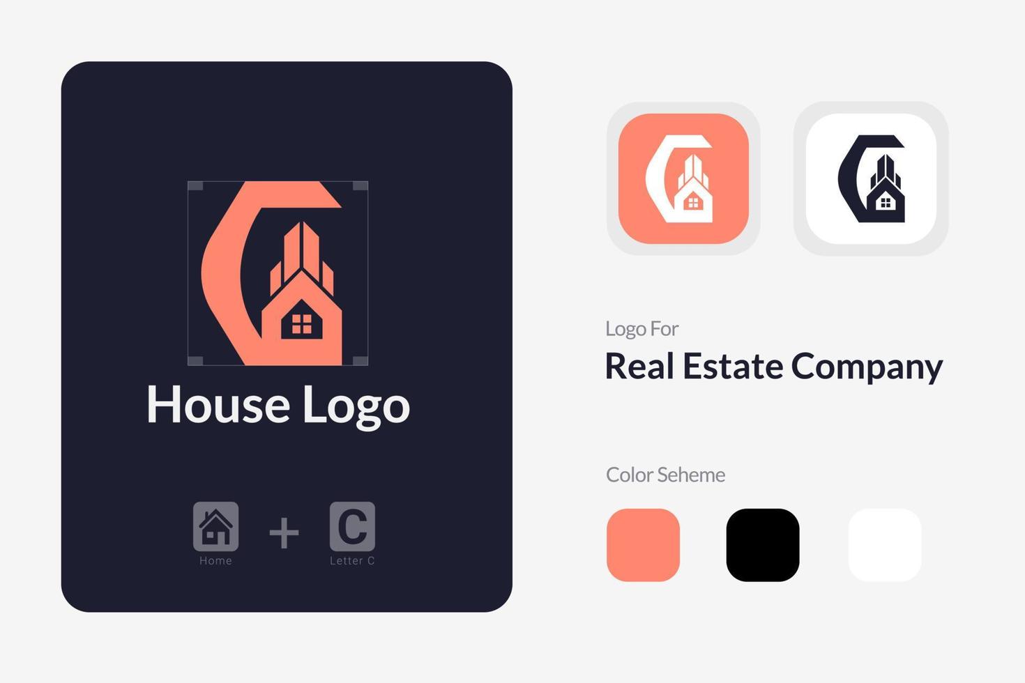 C letra - real inmuebles y arquitectura marca identidad logo plantillas vector