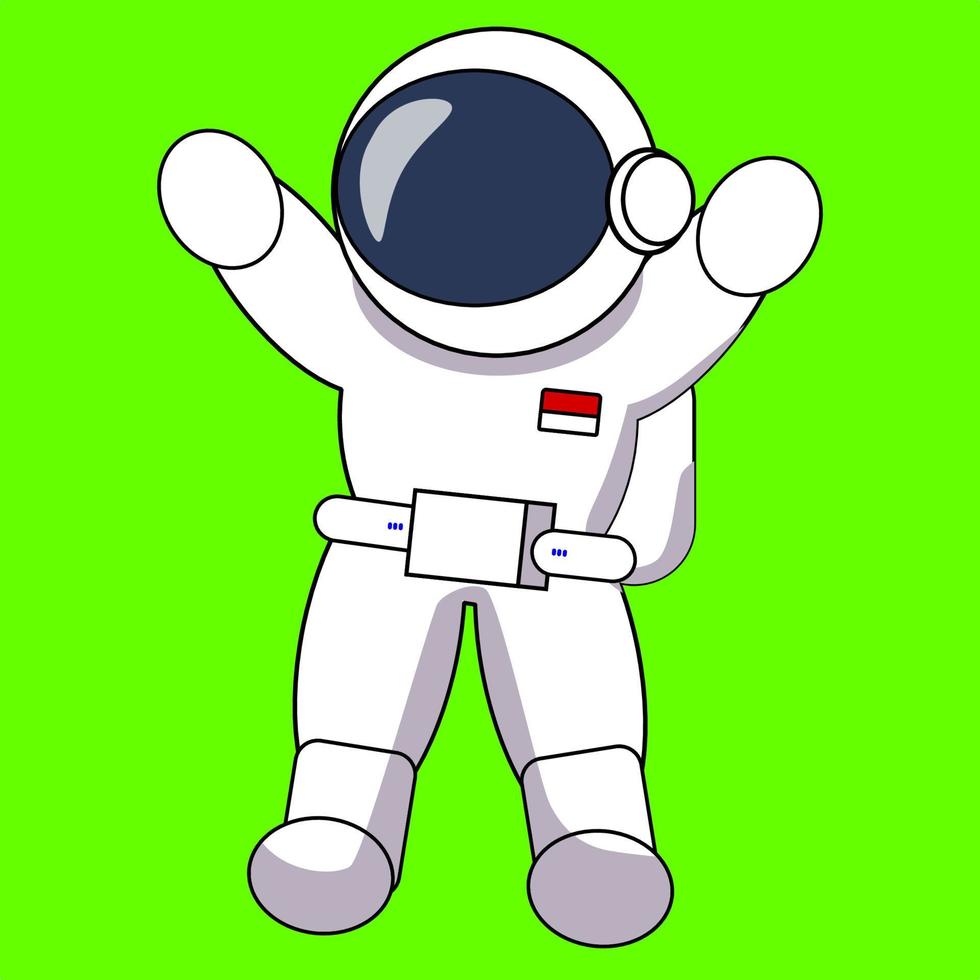 astronaut illustration isolated on green background. clip art of astronaut with indonesian flag on chest. vector