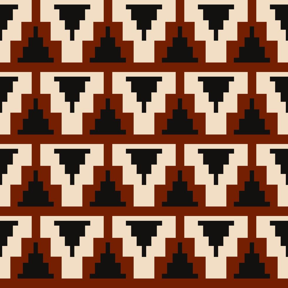 Aztec tribal triangle pattern. Aztec tribal geometric triangle shape seamless pattern pixel style. Ethnic southwest pattern use for fabric, home decoration elements, upholstery, wrapping. vector