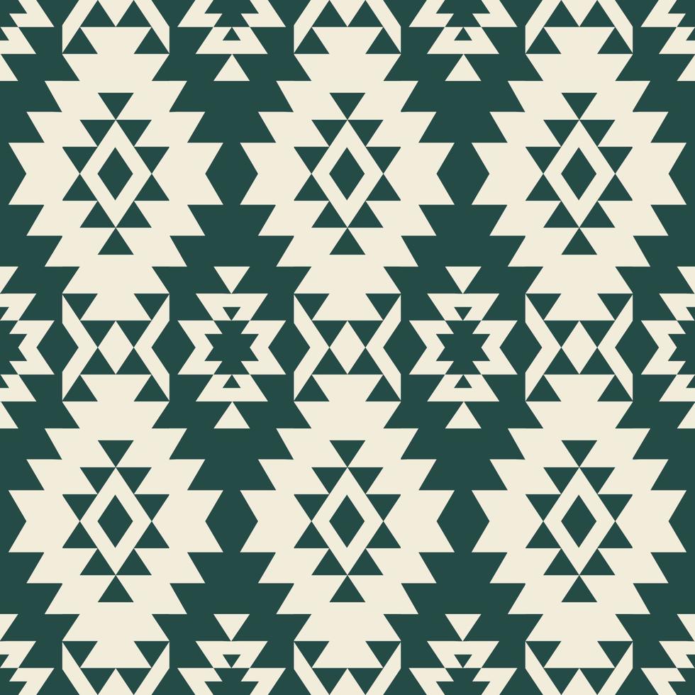 Navajo white-green pattern. Aztec Navajo geometric shape seamless pattern background. Ethnic southwest pattern use for fabric, textile, home interior decoration elements, upholstery, wrapping vector