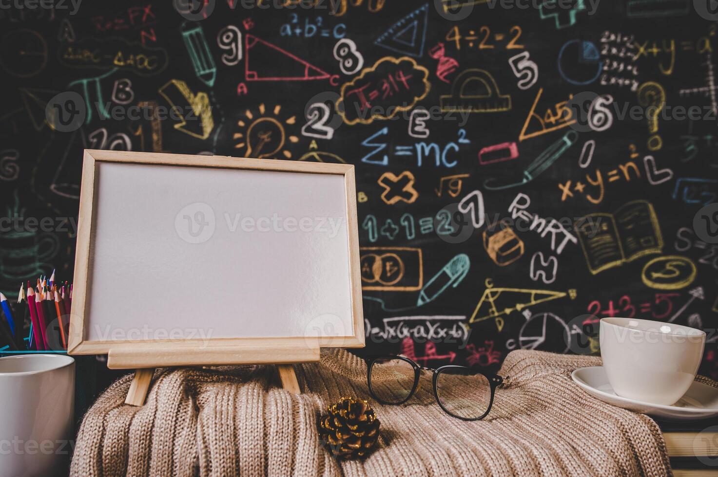 Whiteboard and decorations in the classroom photo