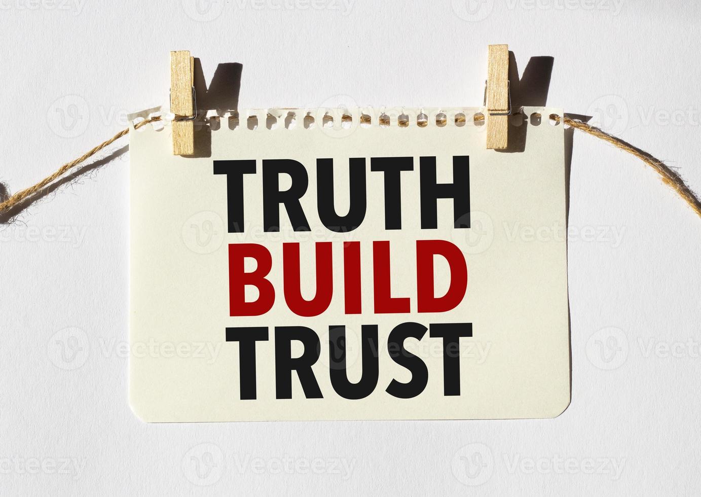 Card with text truth build trust . Diagram and white background photo