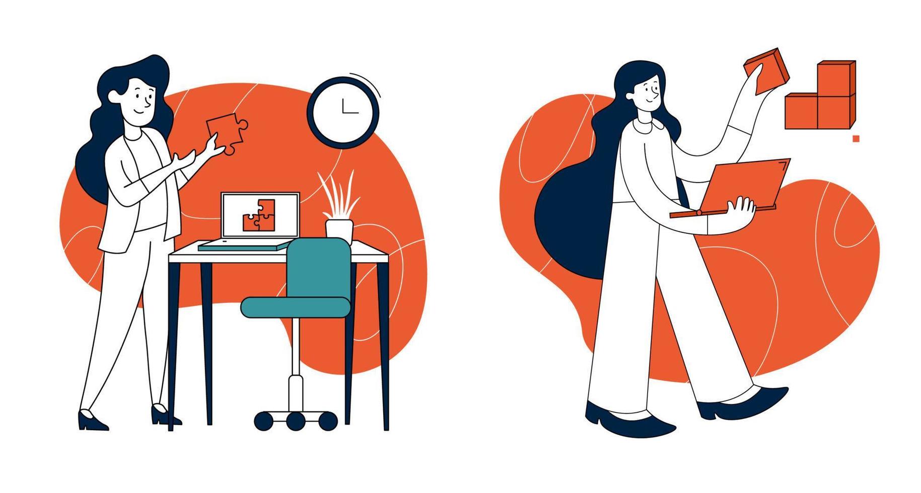 Data analyst employee cartoon illustration vector