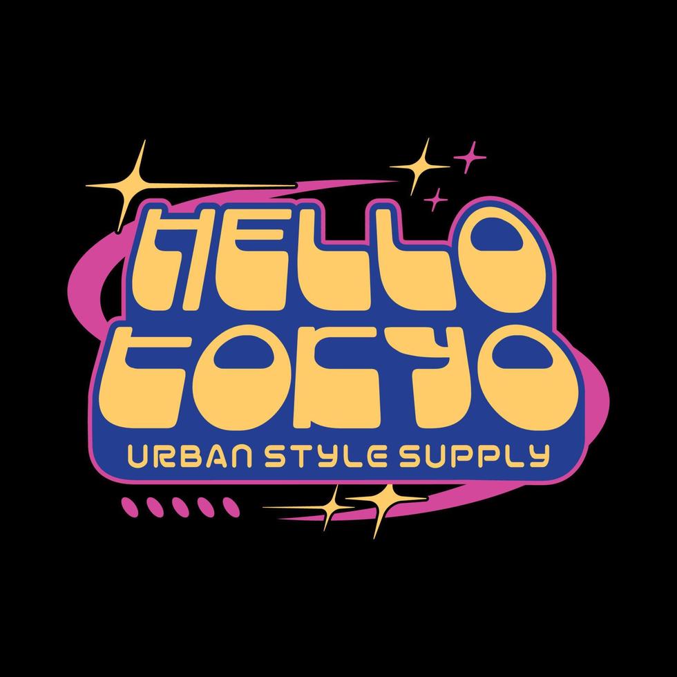 Modern futuristic y2k streetwear typography Tokyo slogan print for man - woman graphic tee t shirt vector design icon illustration. Poster, banner, sticker, pin, badge, patch