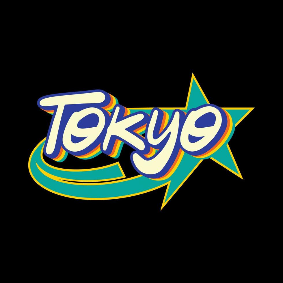 Modern futuristic y2k streetwear typography Tokyo slogan print for man - woman graphic tee t shirt vector design icon illustration. Poster, banner, sticker, pin, badge, patch