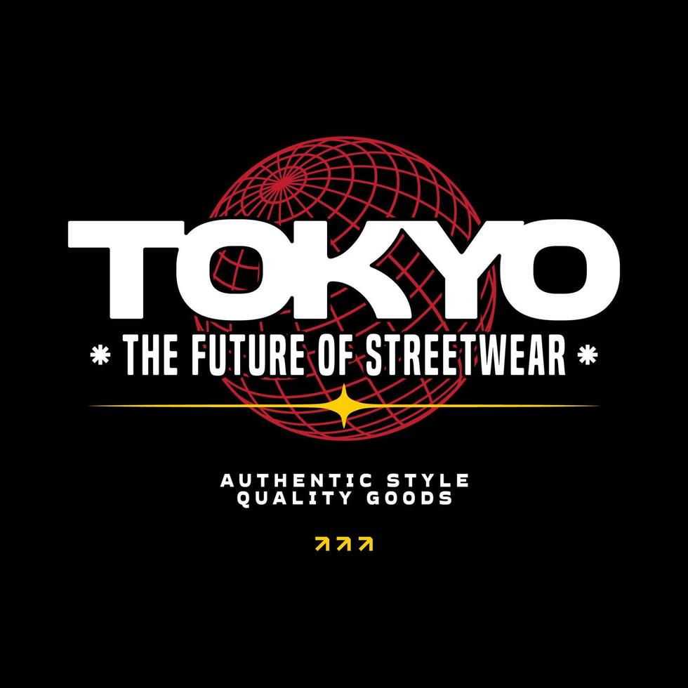 moderno futurista y2k ropa de calle tipografía tokio eslogan impresión para hombre - mujer gráfico tee t camisa vector diseño icono ilustración. póster, bandera, pegatina, alfiler, insignia, parche