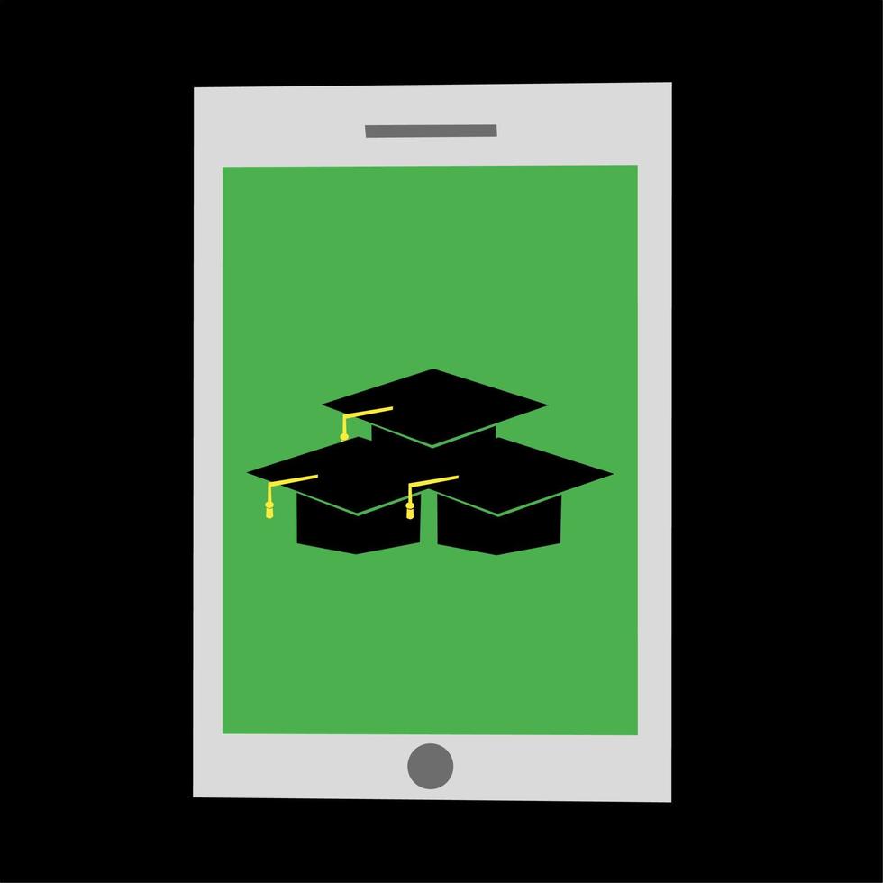vector illustration of graduation cap and gadgets in data design. suitable for technology and education logos
