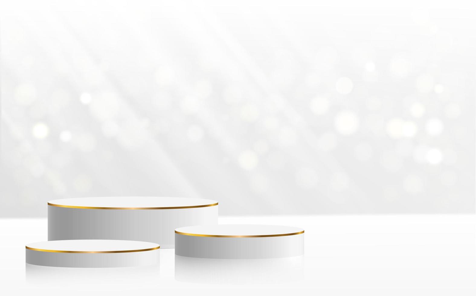 Realistic white 3D podium set vector