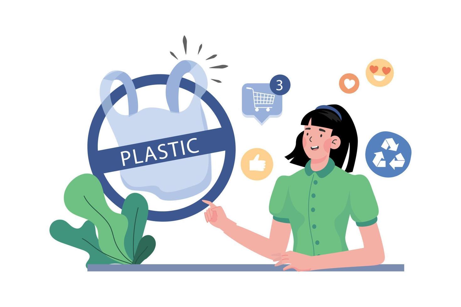 No Plastic Bag Illustration concept on white background vector