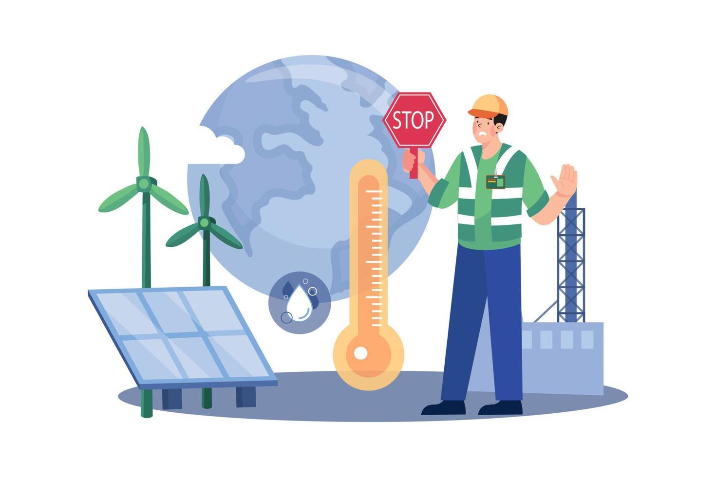 Global Warming Awareness Illustration concept on white background vector