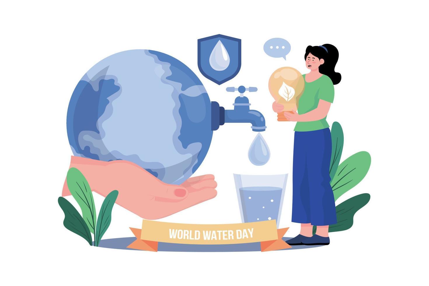 mundo agua día ilustración concepto en blanco antecedentes vector