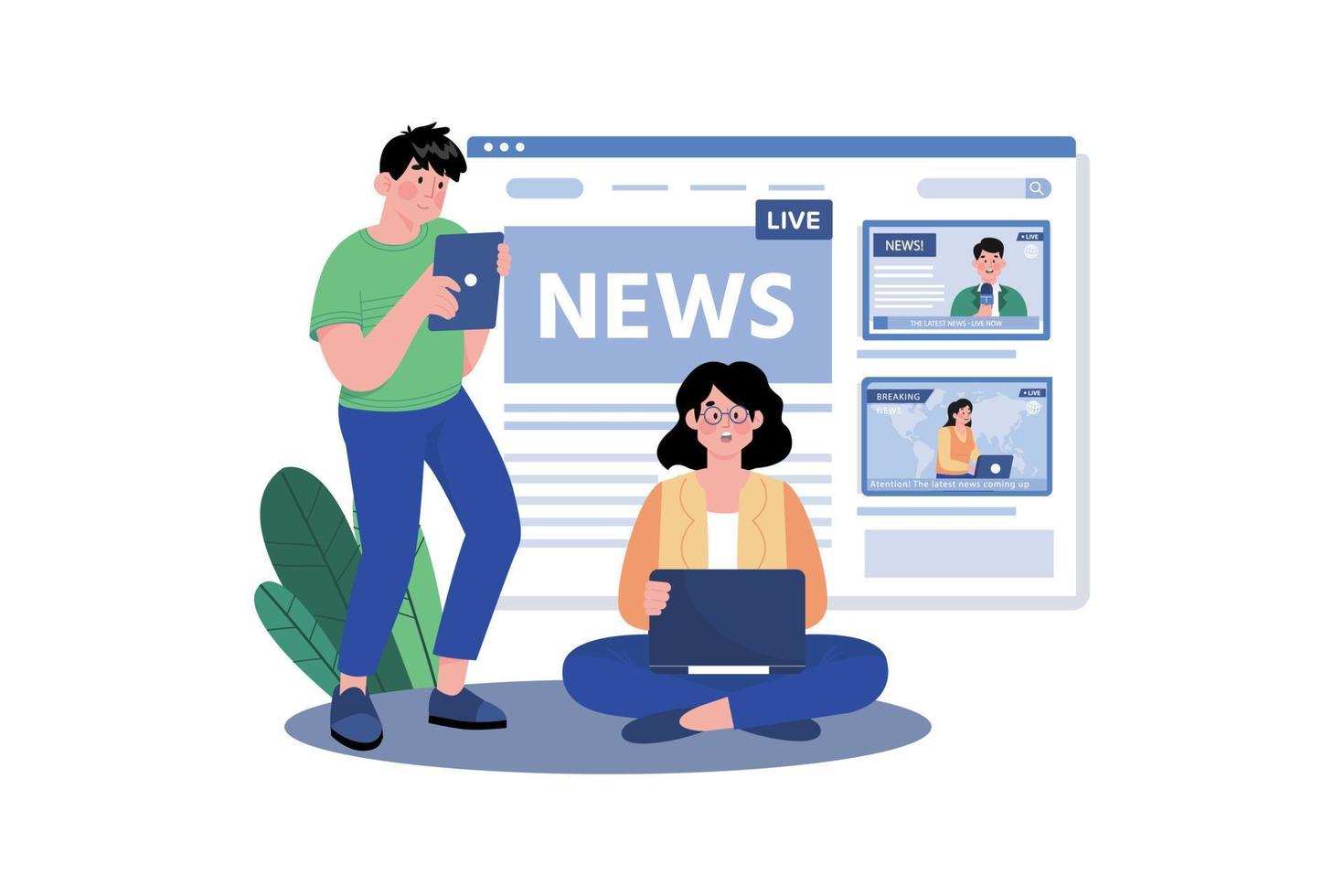 Person Watching Global News Online vector