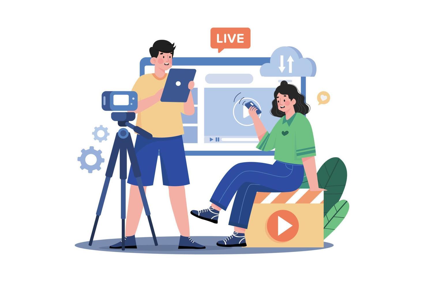 Live Streaming Video Feeds Illustration concept on white background vector
