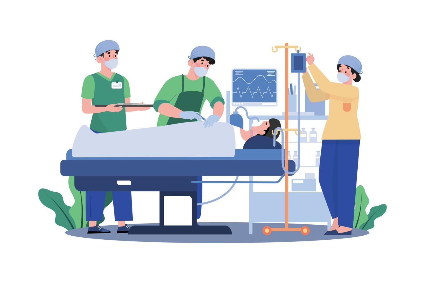 Doctors Doing Operations On Patient vector