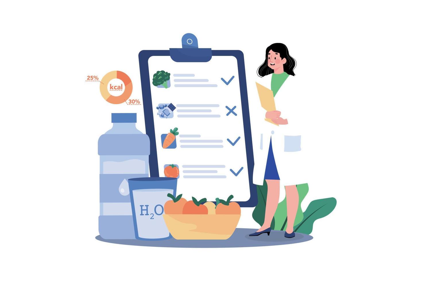 Female Nutritionist Doctor Gives Notes vector