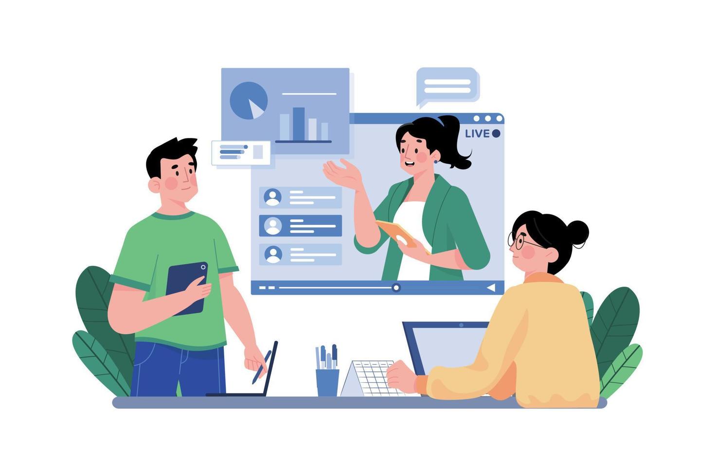 People Watching Online Video Tutorial vector