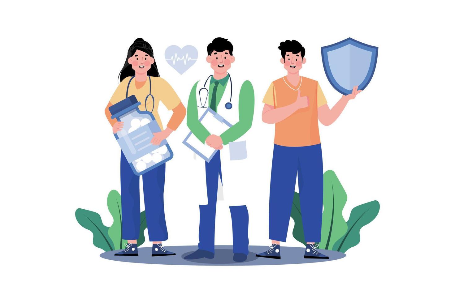 Hospital Staff Standing Together Illustration concept on white background vector