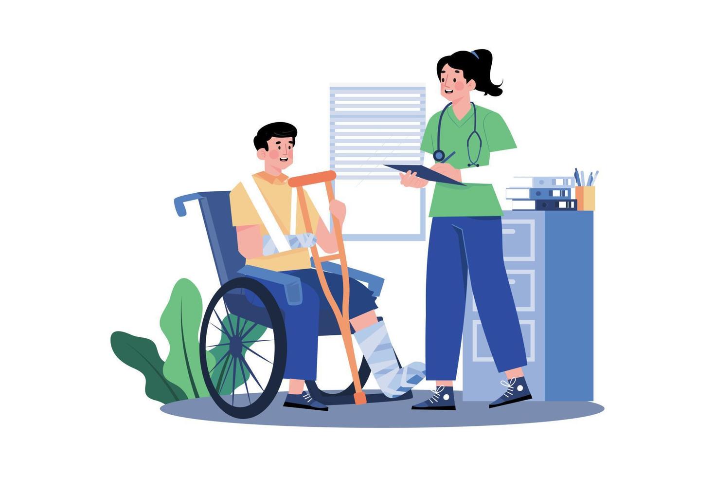 Nurse Standing With Patient Illustration concept on white background vector