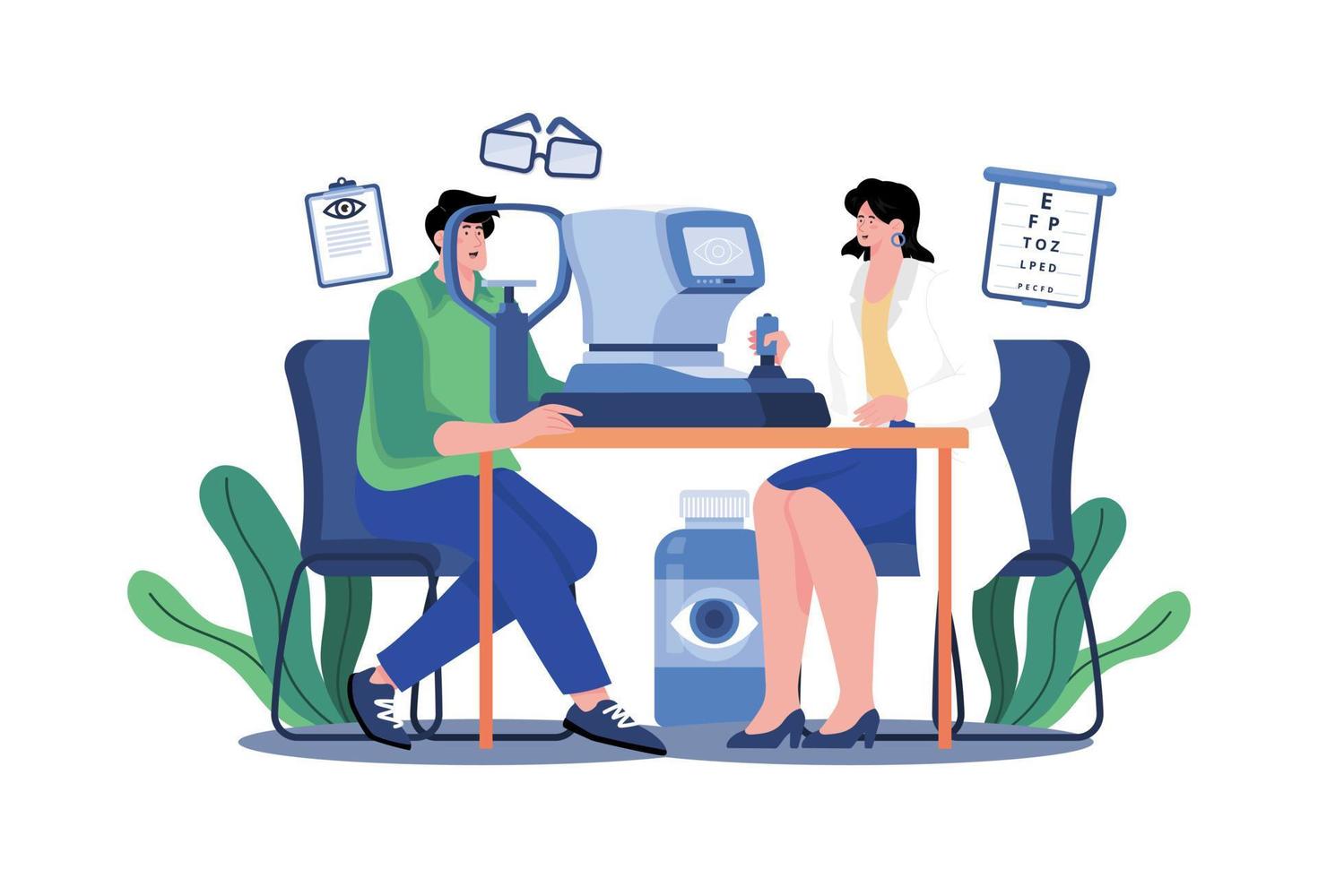Eye Optical Checking Machine Illustration concept on white background vector