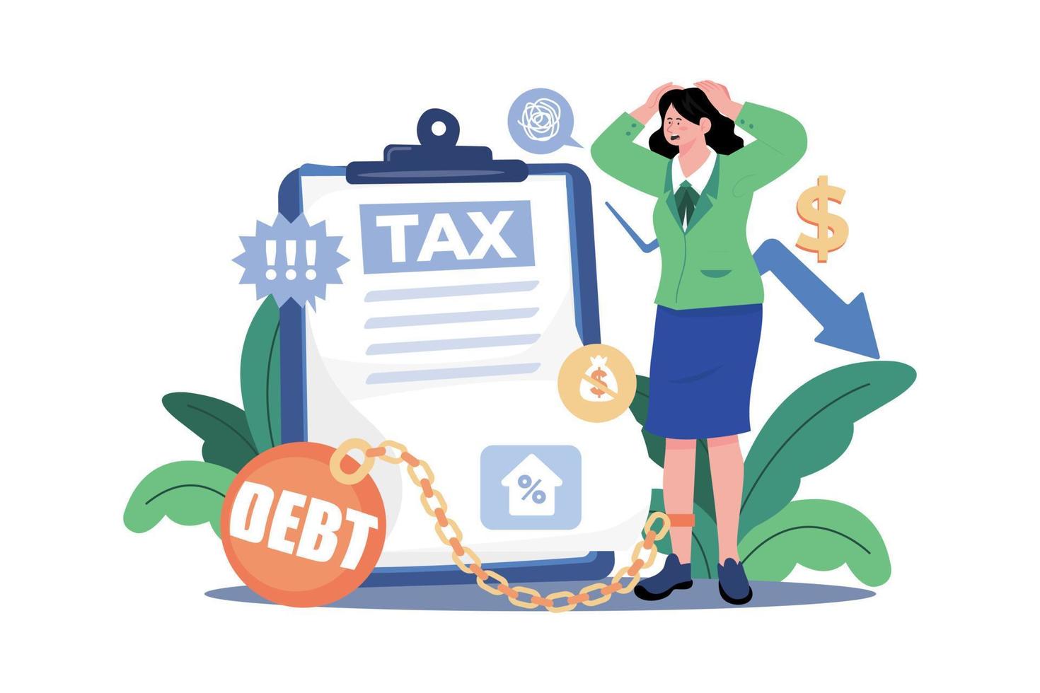 Women With Financial Debt Illustration concept on white background vector