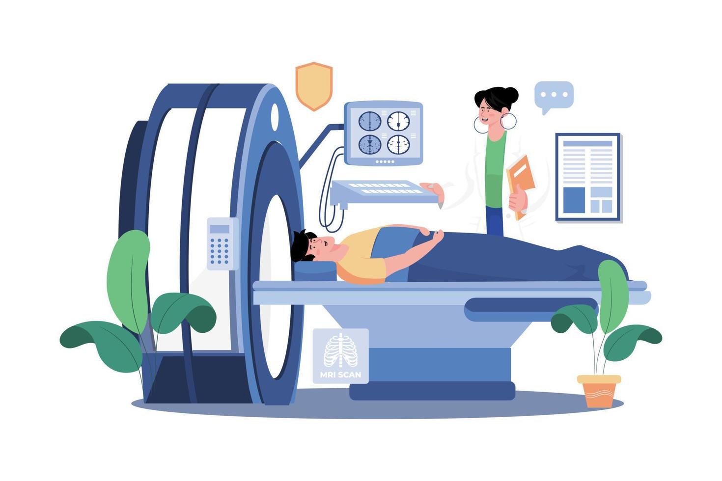 Doctor Showing An MRI Scan To A Male Patient vector
