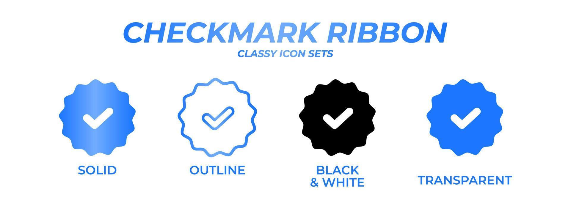 Blue Checkmark Ribbon For Your Classy Asset, Checkmark Ribbon With Various Different Styles vector