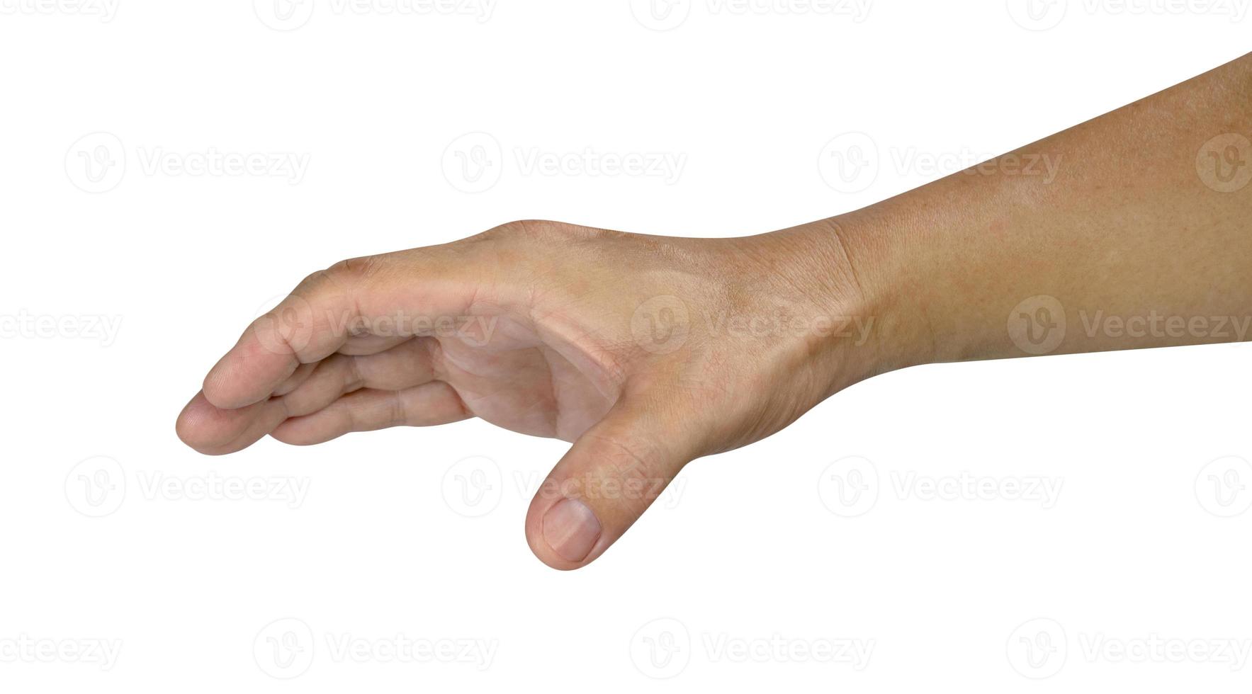 hand holding something isolated on white background with clipping path photo