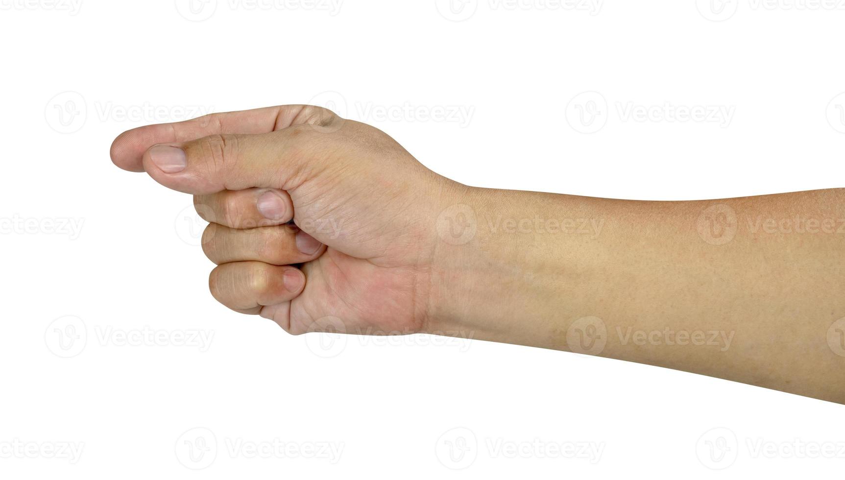 hand holding a bank or virtual card isolated on white background with clipping path photo