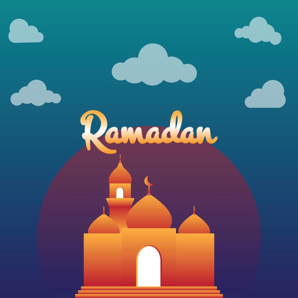 ramadan, mosque, moon and stars motion graphic. simple muslim background vector