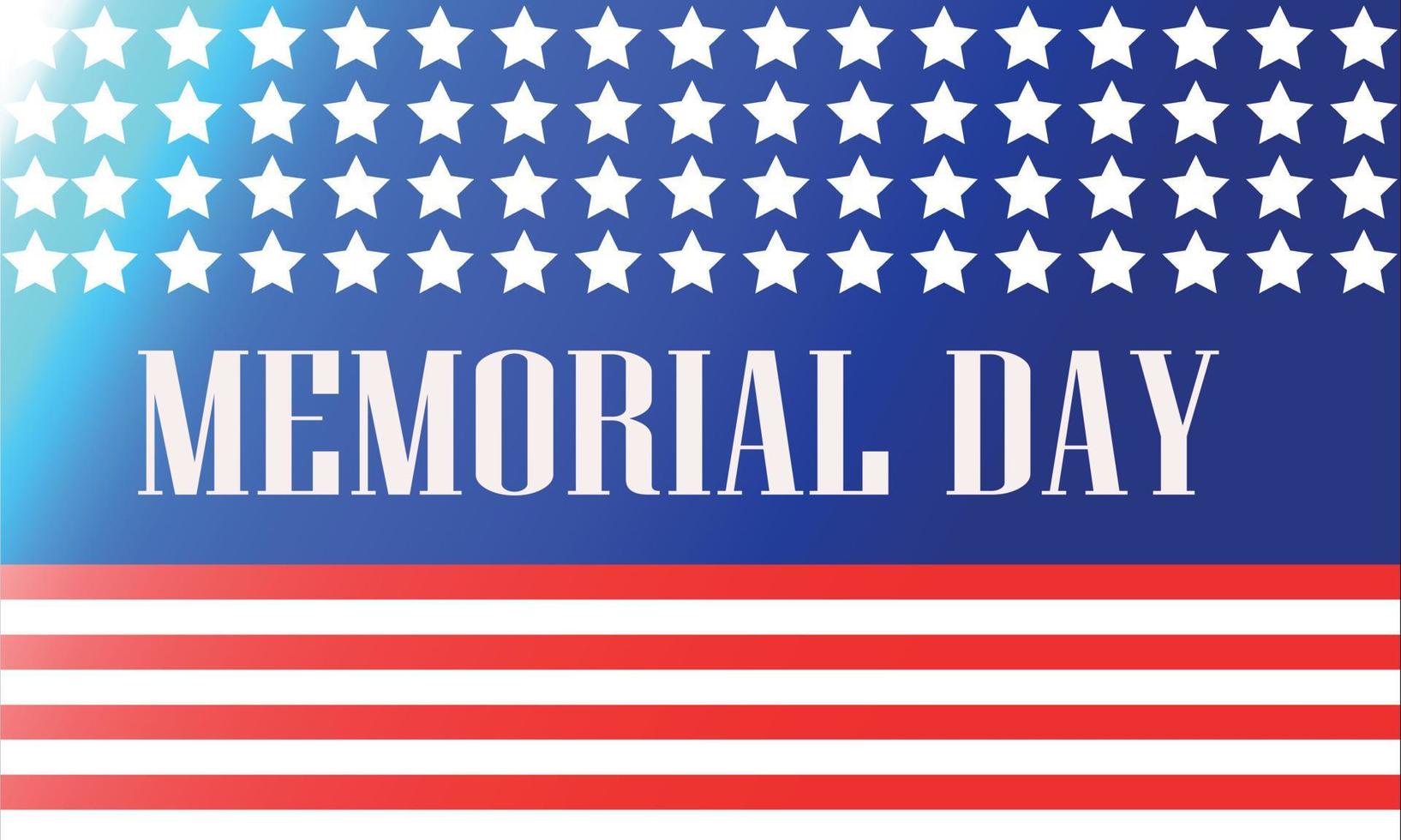 Memorial Day - Honoring All Who Served Text with American Flag Border and Stars, Patriotic Vector Illustration