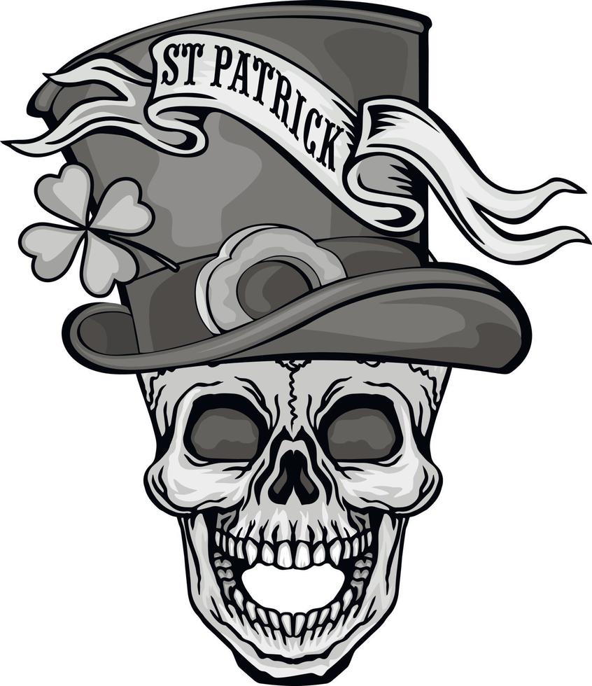 st. Patrick skull, grunge vintage design t shirts vector