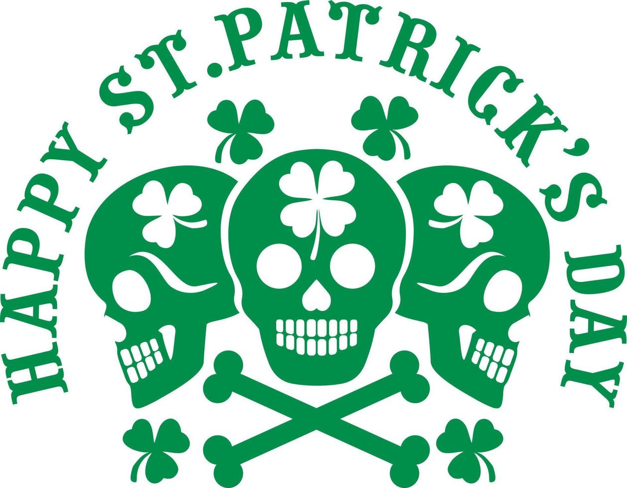 st. Patrick skull, grunge vintage design t shirts vector