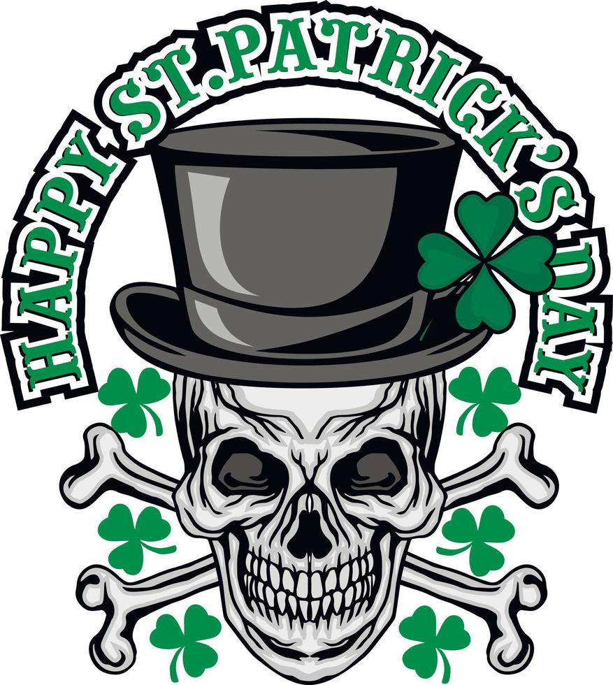 st. Patrick skull, grunge vintage design t shirts vector