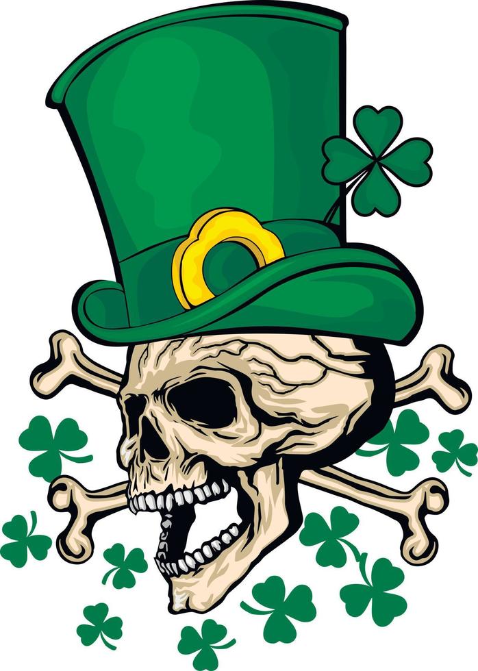 st. Patrick skull, grunge vintage design t shirts vector